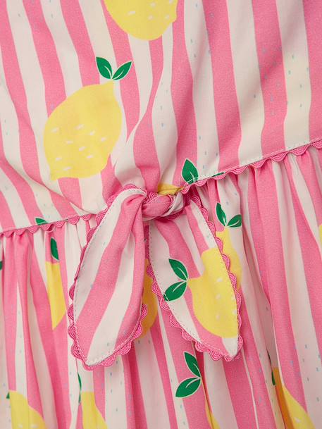 Robe sans manches, rayures & citrons fille DANAMADE rose dragée 3 - vertbaudet enfant 
