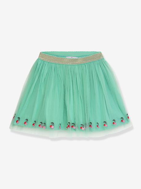 Jupe en tulle broderie cerises fille DANAMADE menthe 1 - vertbaudet enfant 