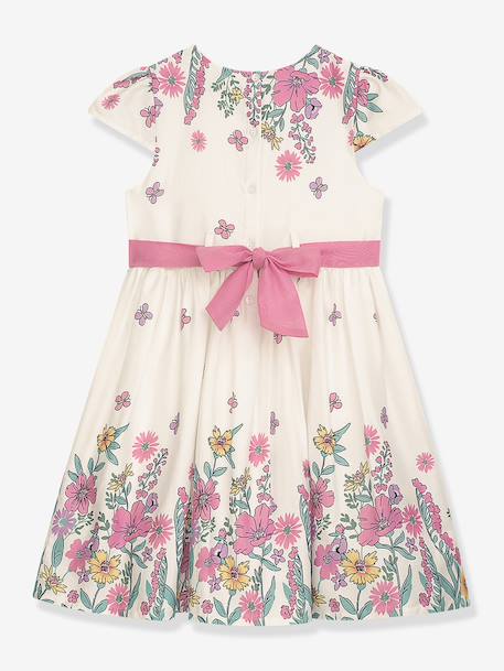 Robe imprimé fleuri à manches courtes, fille DANAMADE crème 2 - vertbaudet enfant 