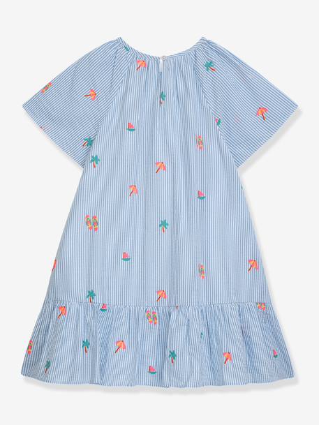 Robe à manches courtes, rayée bleu et blanc, fille, DANAMADE bleu 2 - vertbaudet enfant 