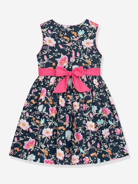 Robe à imprimé fleuri et ceinture fille DANAMADE marine 2 - vertbaudet enfant 