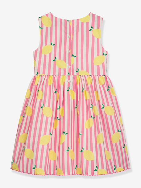 Robe sans manches, rayures & citrons fille DANAMADE rose dragée 2 - vertbaudet enfant 