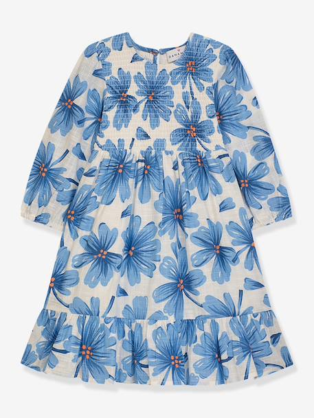 Robe à motif fleuri, manches longues, fille, DANAMADE bleu 1 - vertbaudet enfant 