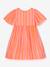 Robe à rayures et manches bouffantes fille DLILOU DANAMADE orange 1 - vertbaudet enfant 