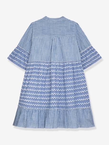 Robe à motif zigzag, doublée, fille, DANAMADE bleu 2 - vertbaudet enfant 