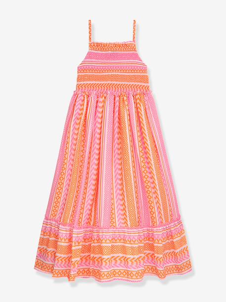 Robe à motifs floraux et géométriques fille DANAMADE orange 2 - vertbaudet enfant 