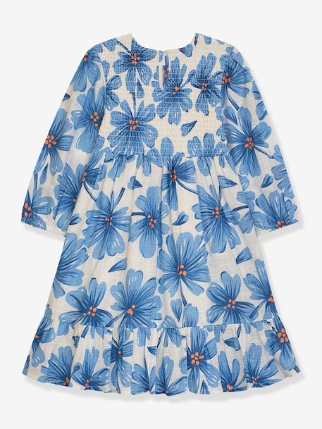 Robe à motif fleuri, manches longues, fille, DANAMADE bleu 2 - vertbaudet enfant 