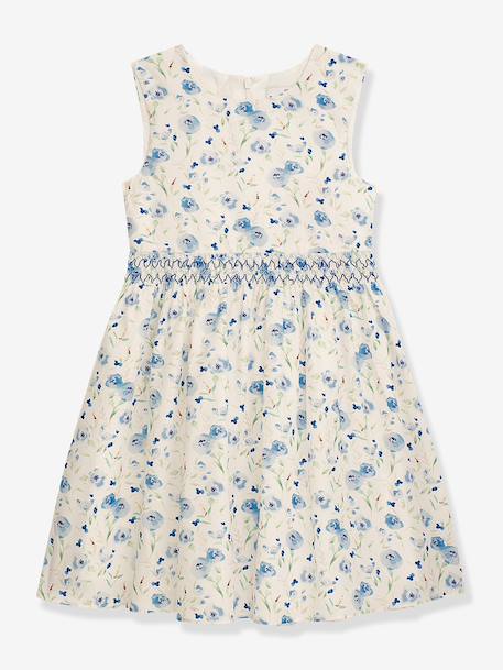 Robe d'été à motif fleuri, taille smockée fille DANAMADE pêche 1 - vertbaudet enfant 
