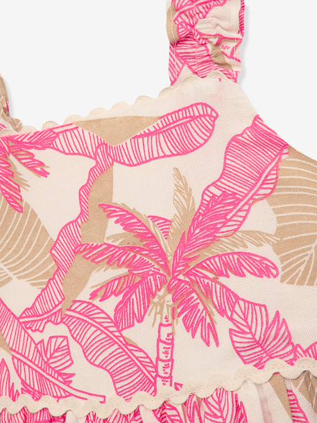 Robe d'été, volants, imprimé palmiers fille DANAMADE rose 3 - vertbaudet enfant 