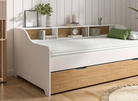 Lit banquette avec rangement 90x200 Blanc 3 - vertbaudet enfant 