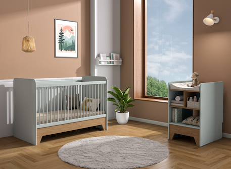 Lit bébé évolutif combiné calisson Vert sauge 3 - vertbaudet enfant 