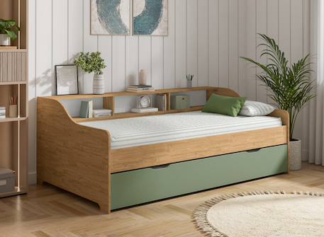 Lit gigogne avec rangement achille Vert 1 - vertbaudet enfant 