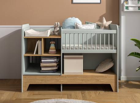 Lit bébé évolutif combiné calisson Vert sauge 2 - vertbaudet enfant 