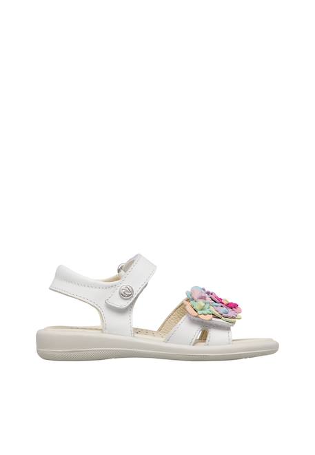 Sandales en cuir avec fleurs appliquées brahma Blanc-rose 1 - vertbaudet enfant 