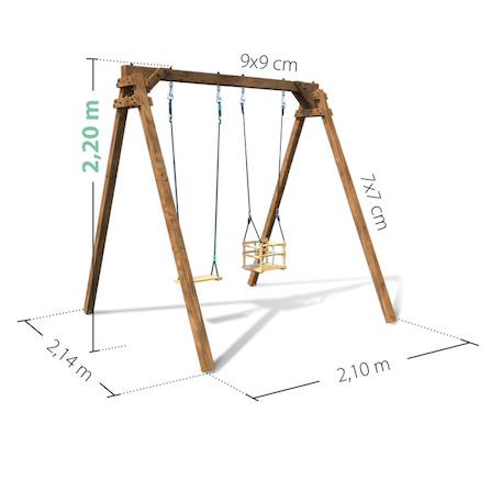 Portique en bois carré 2 agrès avec balançoire bébé ambre Marron 5 - vertbaudet enfant 