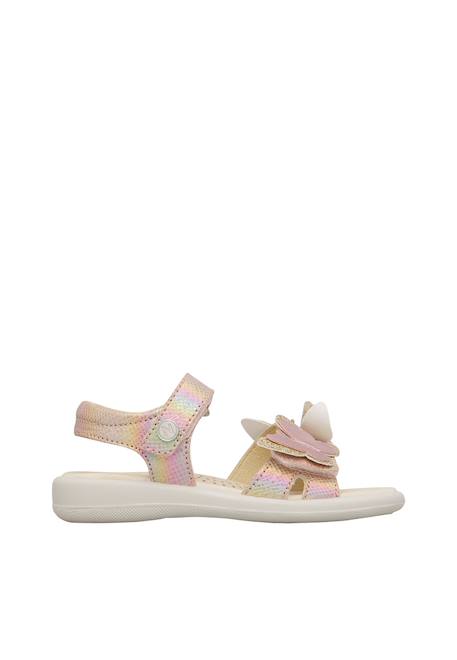 Sandales en cuir avec des papillons appliqués maudi Rose- 1 - vertbaudet enfant 
