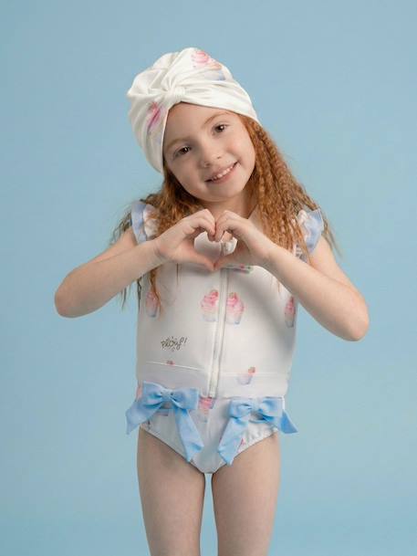 Turban de bain réversible anti-uv fille Blanc+Bleu / rose / bleu+Jaune citron+Rose+Rose bonbon+Violet 3 - vertbaudet enfant 