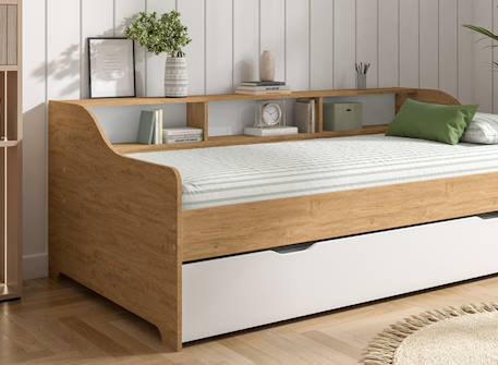 Lit banquette avec rangement 90x200 Chene 3 - vertbaudet enfant 
