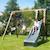 Portique en bois carré 2 agrès avec balançoire bébé et toboggan prune Marron 2 - vertbaudet enfant 
