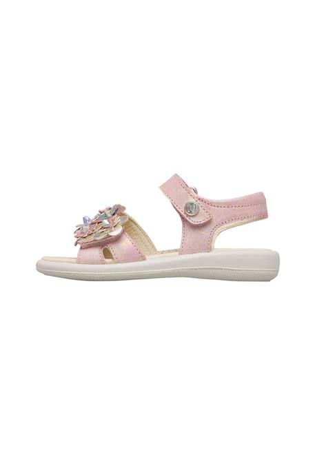 Sandales en cuir avec des fleurs brahma Rose- 3 - vertbaudet enfant 