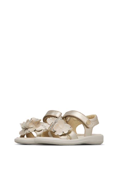 Sandales en cuir avec des fleurs salya Platine- 5 - vertbaudet enfant 