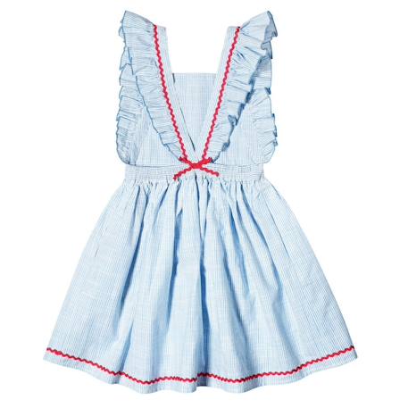 Robe de cérémonie  rayures   à volants  lili Bleu ciel 4 - vertbaudet enfant 