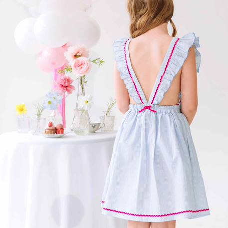 Robe de cérémonie  rayures   à volants  lili Bleu ciel 2 - vertbaudet enfant 