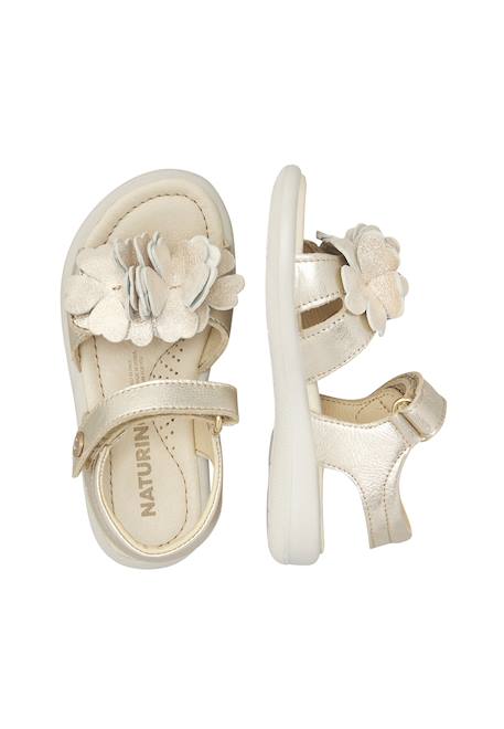 Sandales en cuir avec des fleurs salya Platine- 4 - vertbaudet enfant 