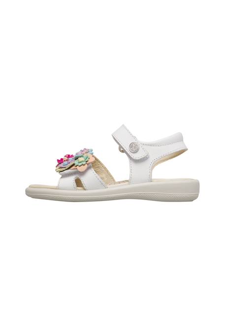 Sandales en cuir avec fleurs appliquées brahma Blanc-rose 3 - vertbaudet enfant 
