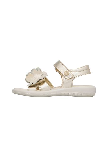 Sandales en cuir avec des fleurs salya Platine- 3 - vertbaudet enfant 