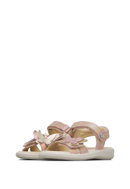Sandales en cuir avec des papillons appliqués maudi Rose- 5 - vertbaudet enfant 