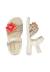 Sandales en cuir et velours avec des fleurs mieli Platine-beige 4 - vertbaudet enfant 