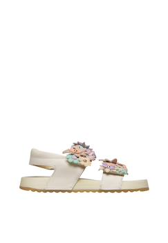 Chaussures-Sandales en cuir avec des fleurs numees 2.