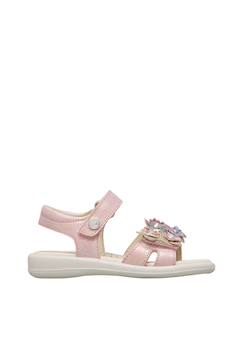 Chaussures-Sandales en cuir avec des fleurs brahma
