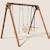 Portique en bois carré 3 agrès avec balançoire bébé et face à face pierre Marron 1 - vertbaudet enfant 