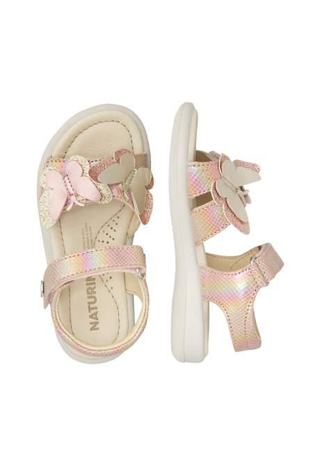 Sandales en cuir avec des papillons appliqués maudi Rose- 4 - vertbaudet enfant 