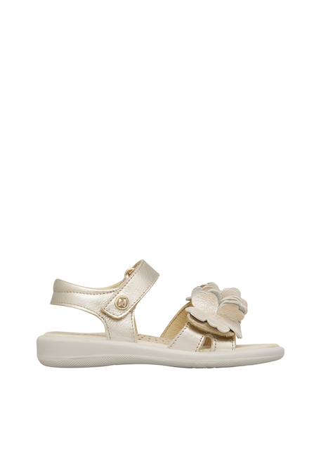 Sandales en cuir avec des fleurs salya Platine- 1 - vertbaudet enfant 