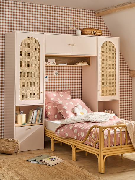 Tête de lit pont en cannage avec rangement rose 1 - vertbaudet enfant 