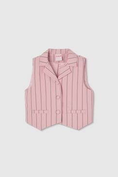 -Gilet fille coton rayé