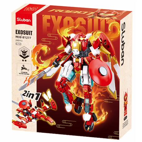 Robot mecha 2 en 1 rouge blanc Rouge 1 - vertbaudet enfant 
