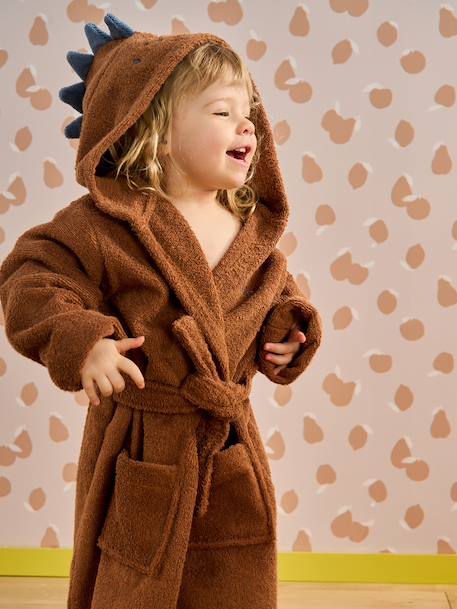 Peignoir enfant Dinosaure personnalisable bleu+camel 10 - vertbaudet enfant 