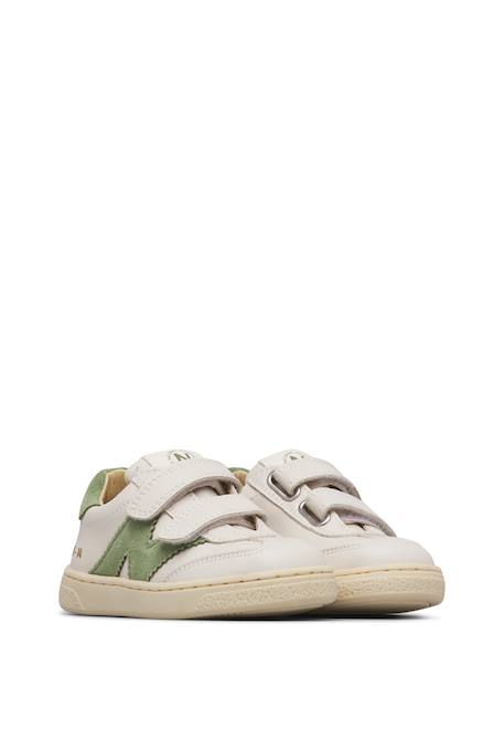 Baskets en cuir et suède jenix vl. Blanc-vert 2 - vertbaudet enfant 