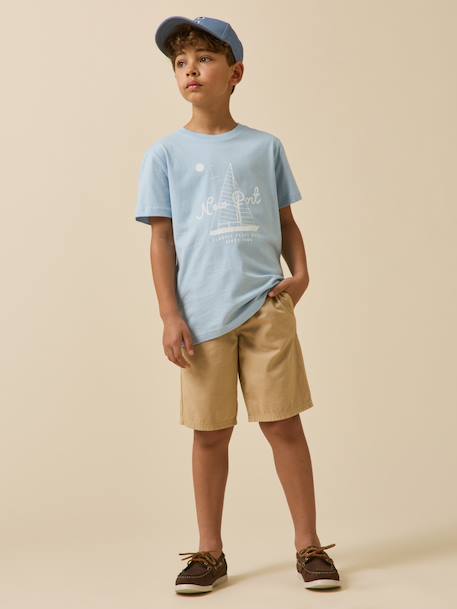 Bermuda taille élastiquée garçon Aqua+Beige 8 - vertbaudet enfant 