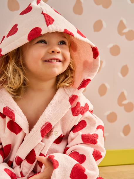 Peignoir en coton imprimé coeurs rose imprimé 4 - vertbaudet enfant 