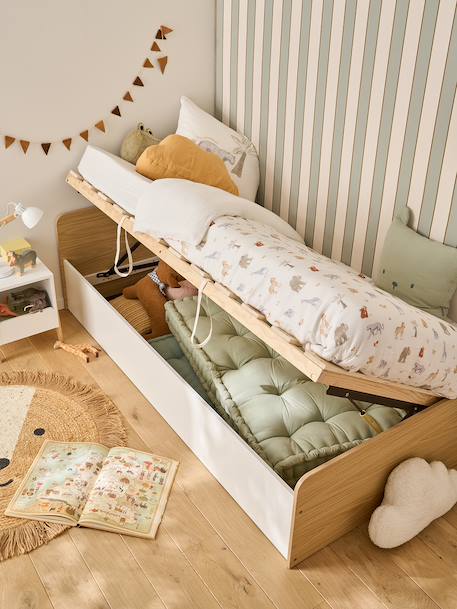 Lit enfant coffre rangement bois 90x190cm blanc 2 - vertbaudet enfant 
