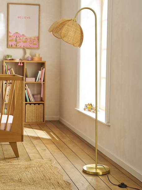 Lampadaire rotin fleur métal doré 1 - vertbaudet enfant 