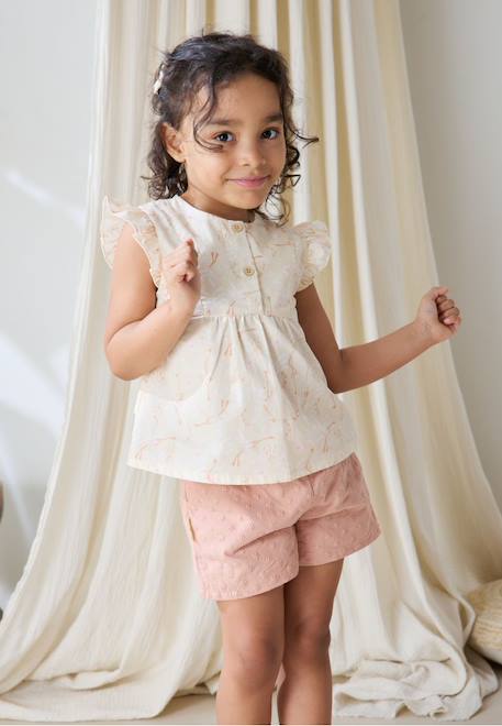 Blouse bébé en popeline poésie d'été Vanille 1 - vertbaudet enfant 