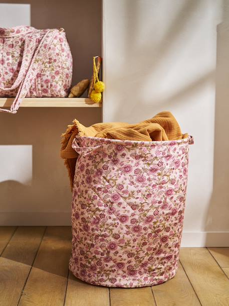 Panier matelassé imprimé fleurs rose 1 - vertbaudet enfant 