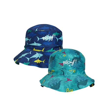 Bob de plage anti-uv réversible - garçon Blanc / Bleu marine à motifs+Bleu / vert à motifs+Vert émeraude 7 - vertbaudet enfant 