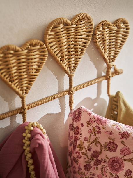 Patère cœurs rotin 5 crochets bois 2 - vertbaudet enfant 